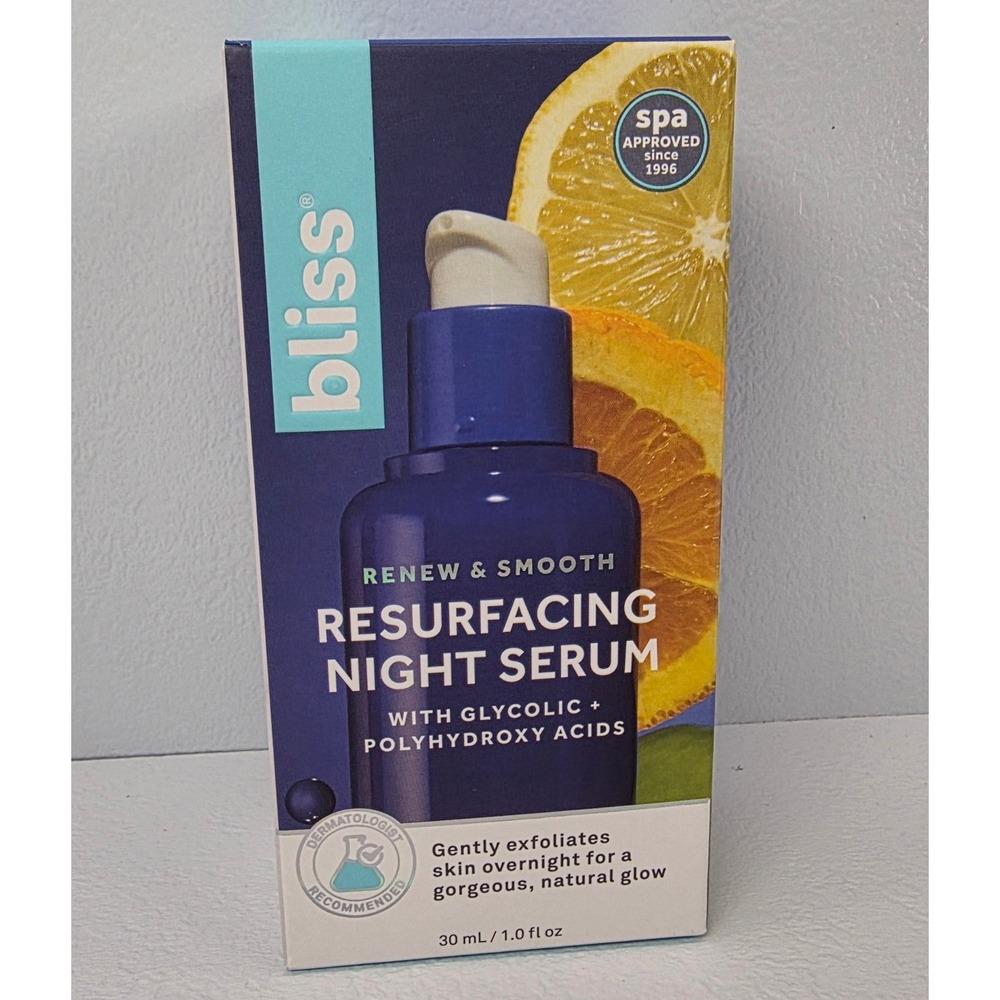 Bliss Renew Smooth Resurfacing‎ Night Serum Glycolic Polyhydroxy Acids 30ml 1oz